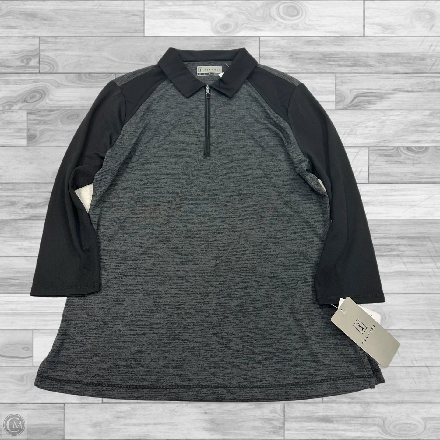 Athletic Top Long Sleeve Collar By Clothes Mentor In Grey, Size: M