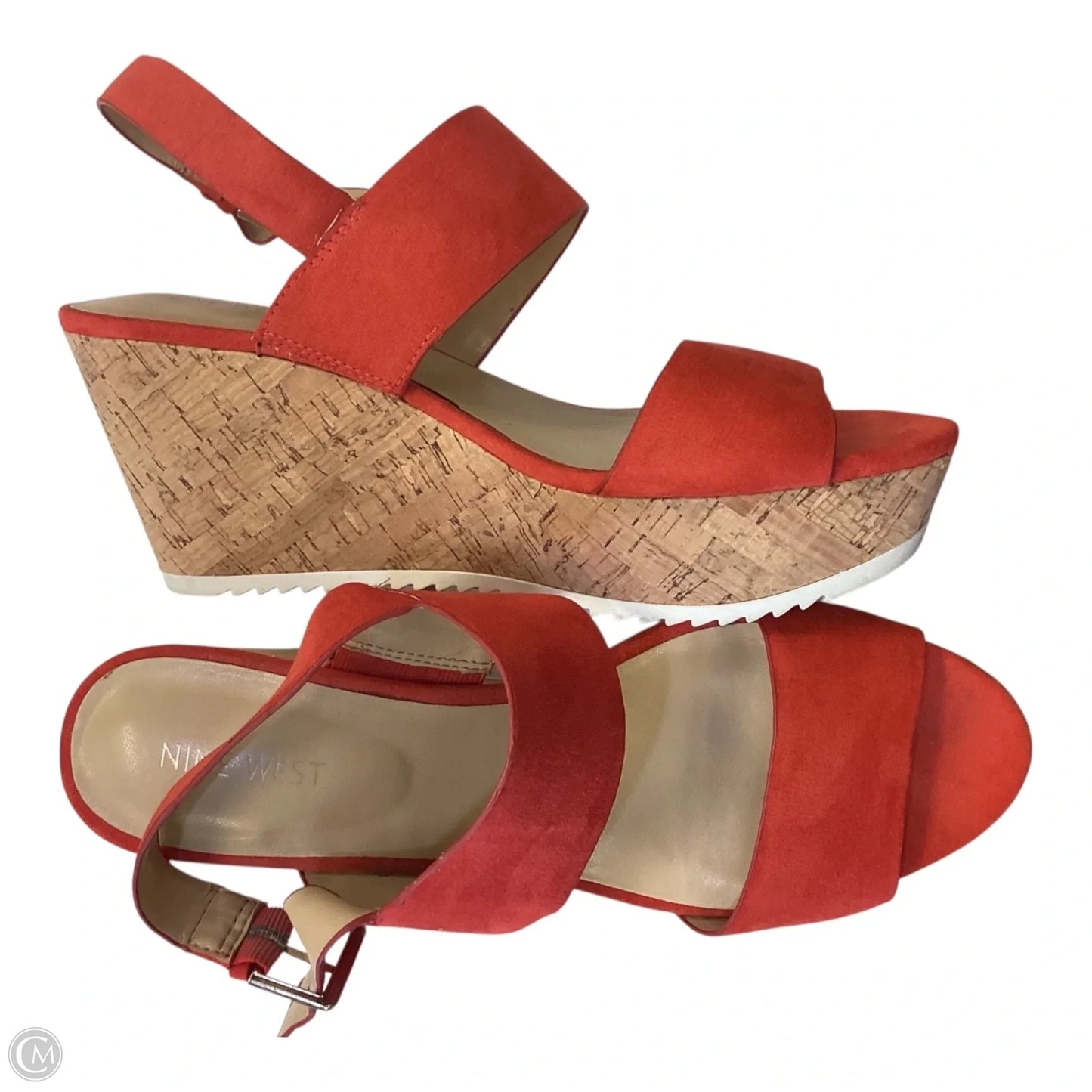 Sandals Heels Wedge By Nine West In Orange, Size: 10