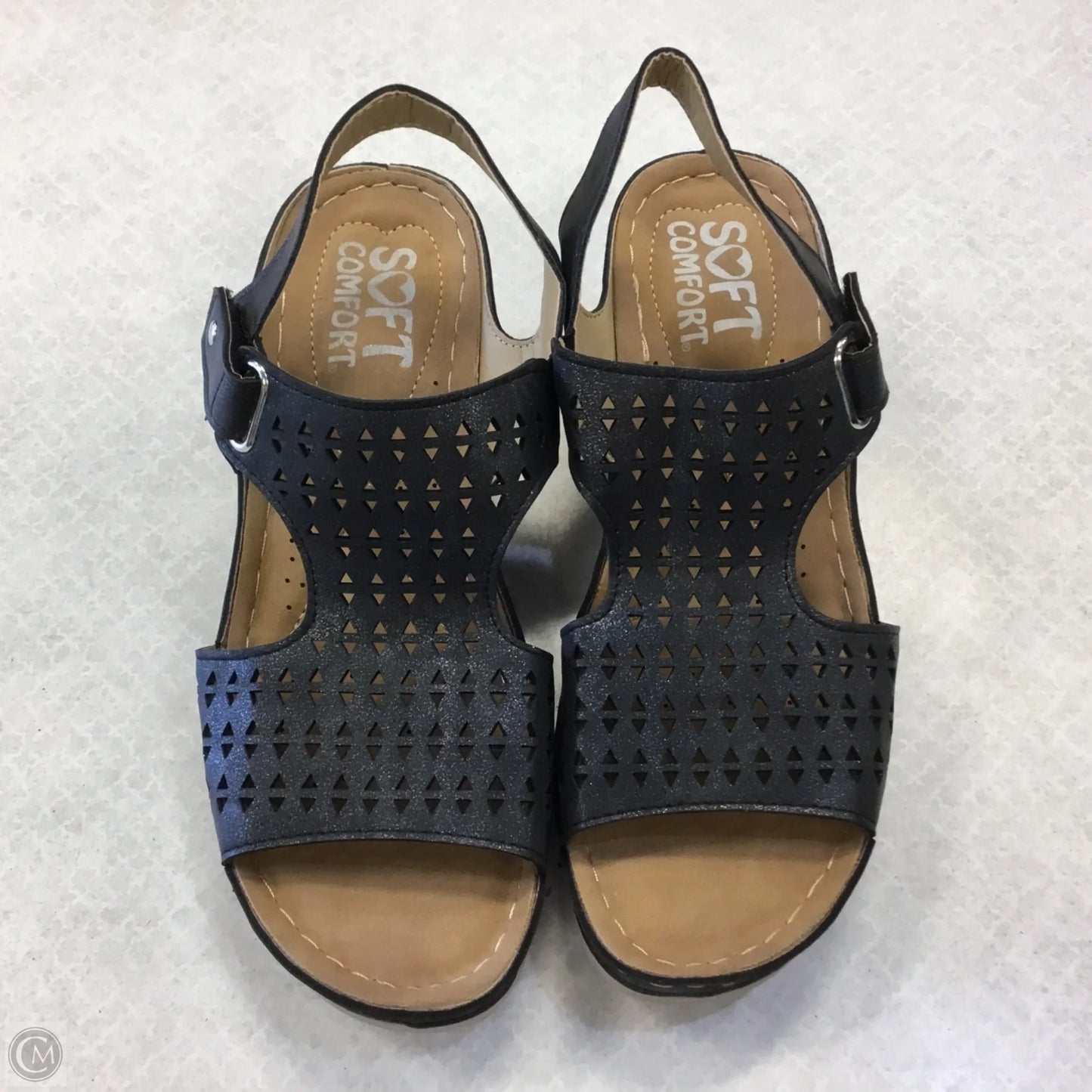 Sandals Heels Wedge By Clothes Mentor In Black, Size: 6