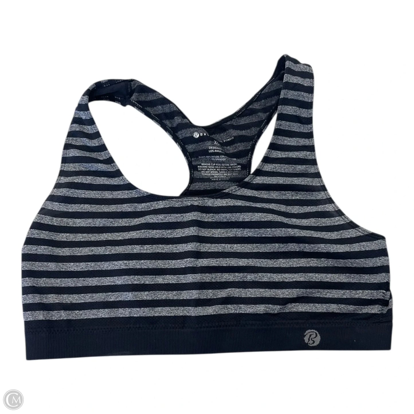 Athletic Bra By Bally In Striped Pattern, Size: Xl