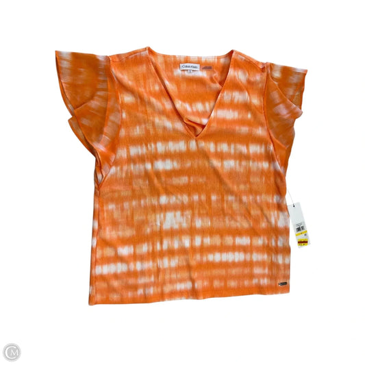 Top Short Sleeve By Calvin Klein In Orange, Size: M