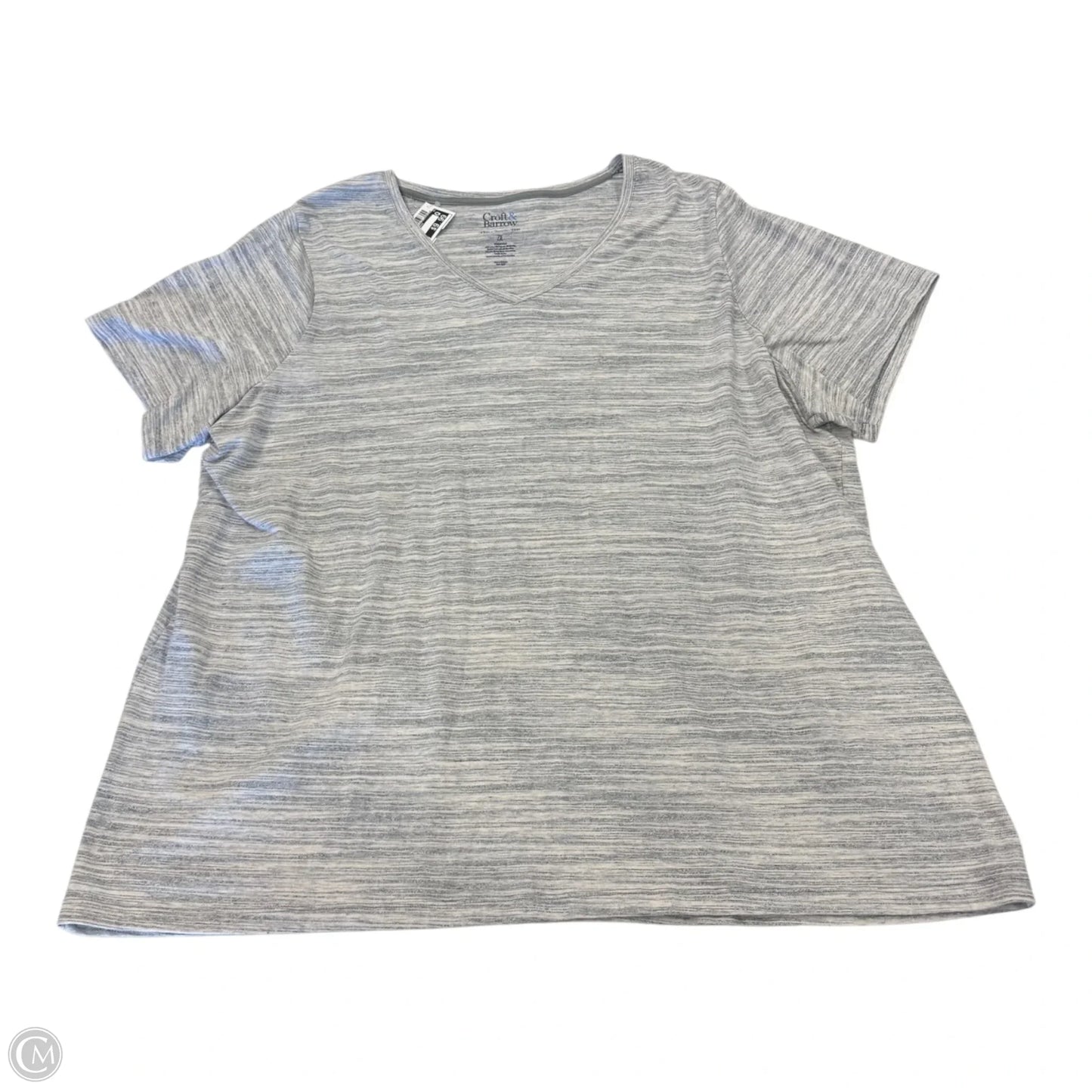 Top Short Sleeve By Croft And Barrow In Grey, Size: 2x