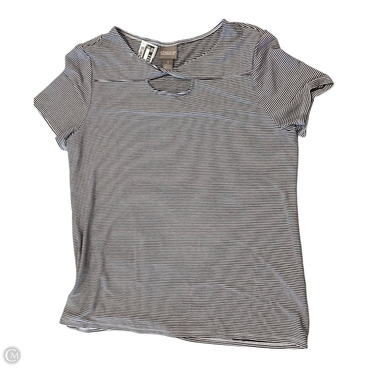 Top Short Sleeve By Chicos In Striped Pattern, Size: M