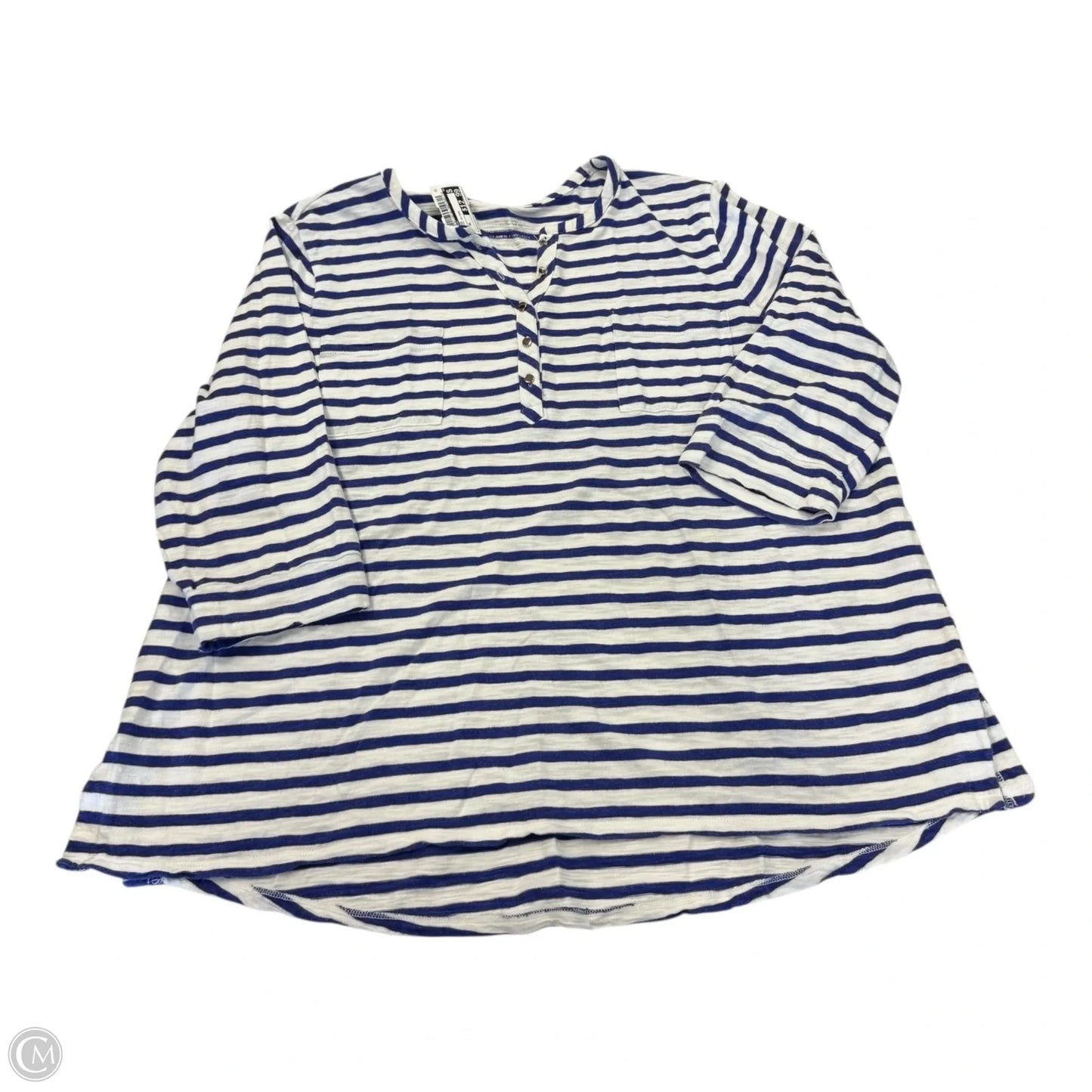 Top Short Sleeve By Chicos In Striped Pattern, Size: Xl