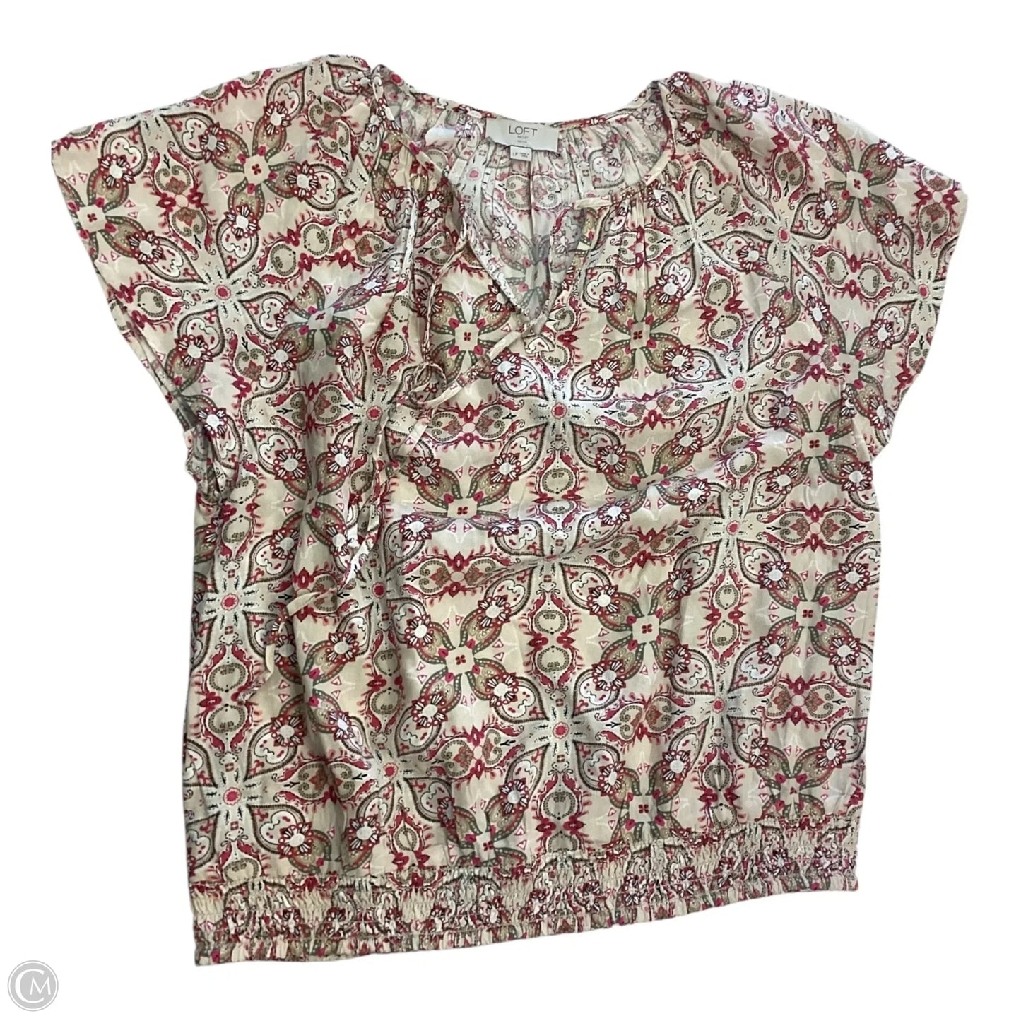 Top Short Sleeve By Loft In Floral Print, Size: Lp