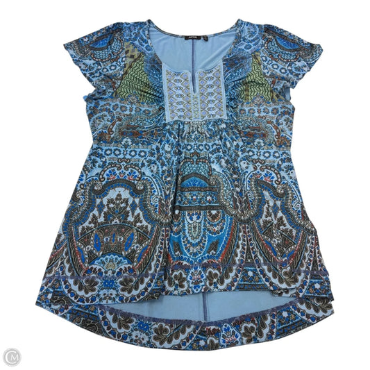 Top Short Sleeve By Apt 9 In Blue, Size: 1x
