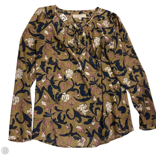 Top 3/4 Sleeve By Loft In Floral Print, Size: Sp