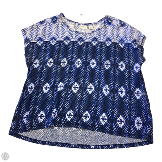 Top Short Sleeve By Chicos In Blue & White, Size: Xl