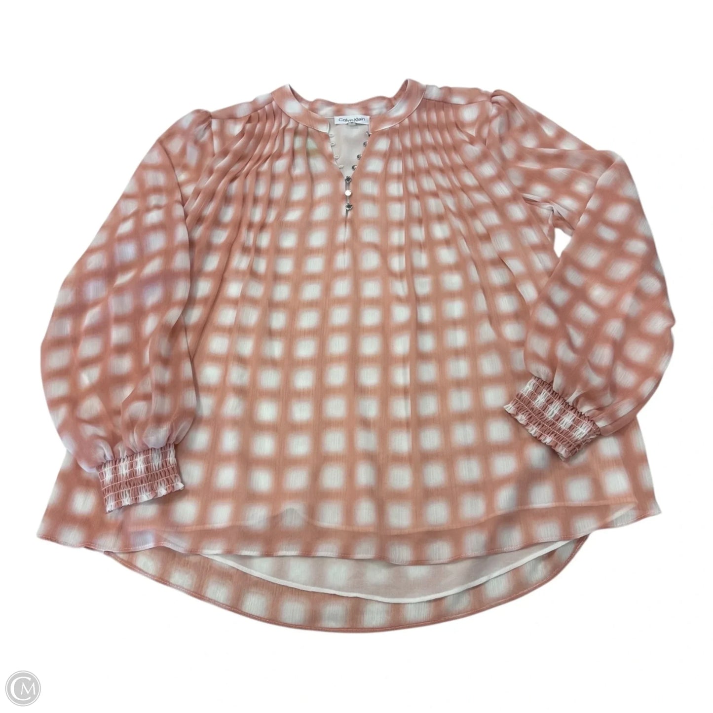 Top Long Sleeve By Calvin Klein In Pink, Size: M