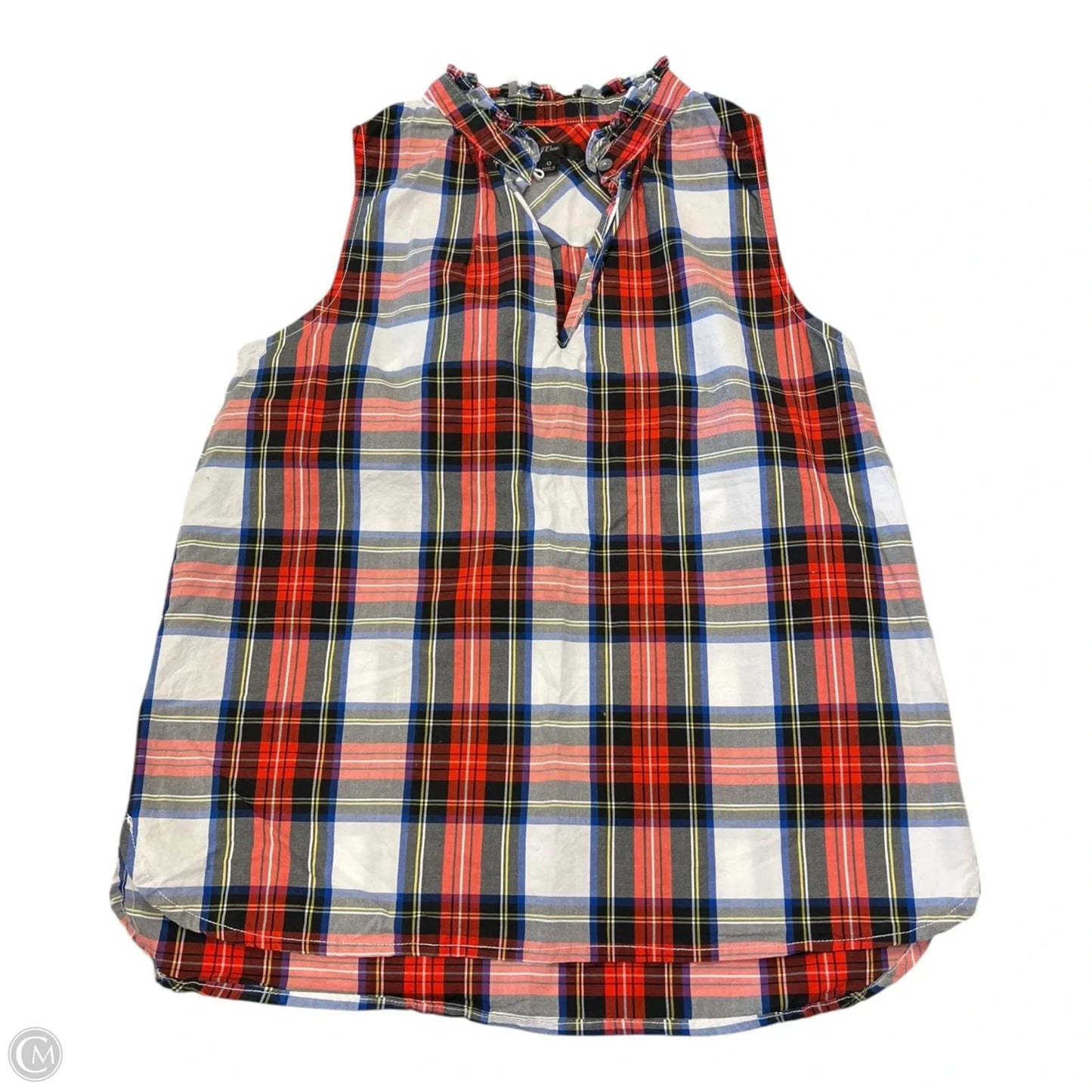 Top Sleeveless By J. Crew In Plaid Pattern, Size: 0