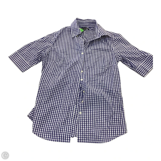 Top Short Sleeve By Banana Republic In Blue & White, Size: S