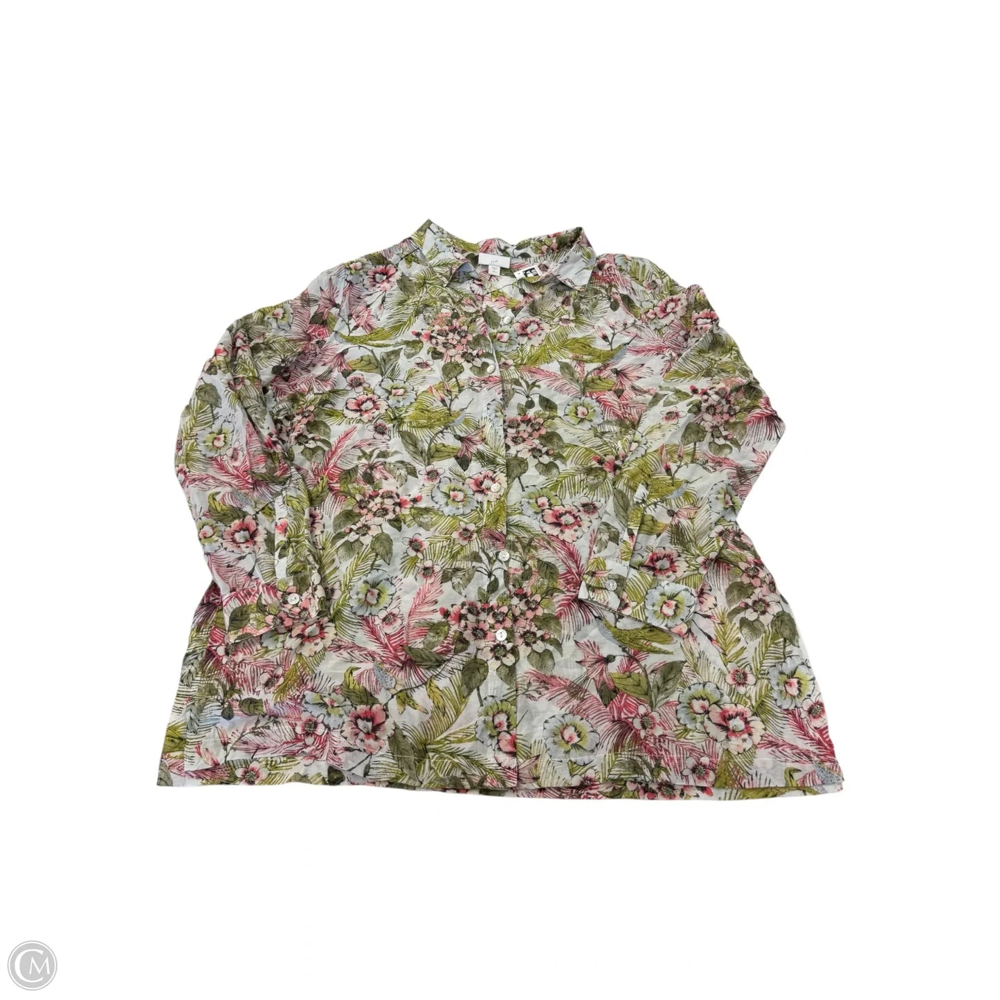 Top Long Sleeve By J. Jill In Floral Print, Size: Lp