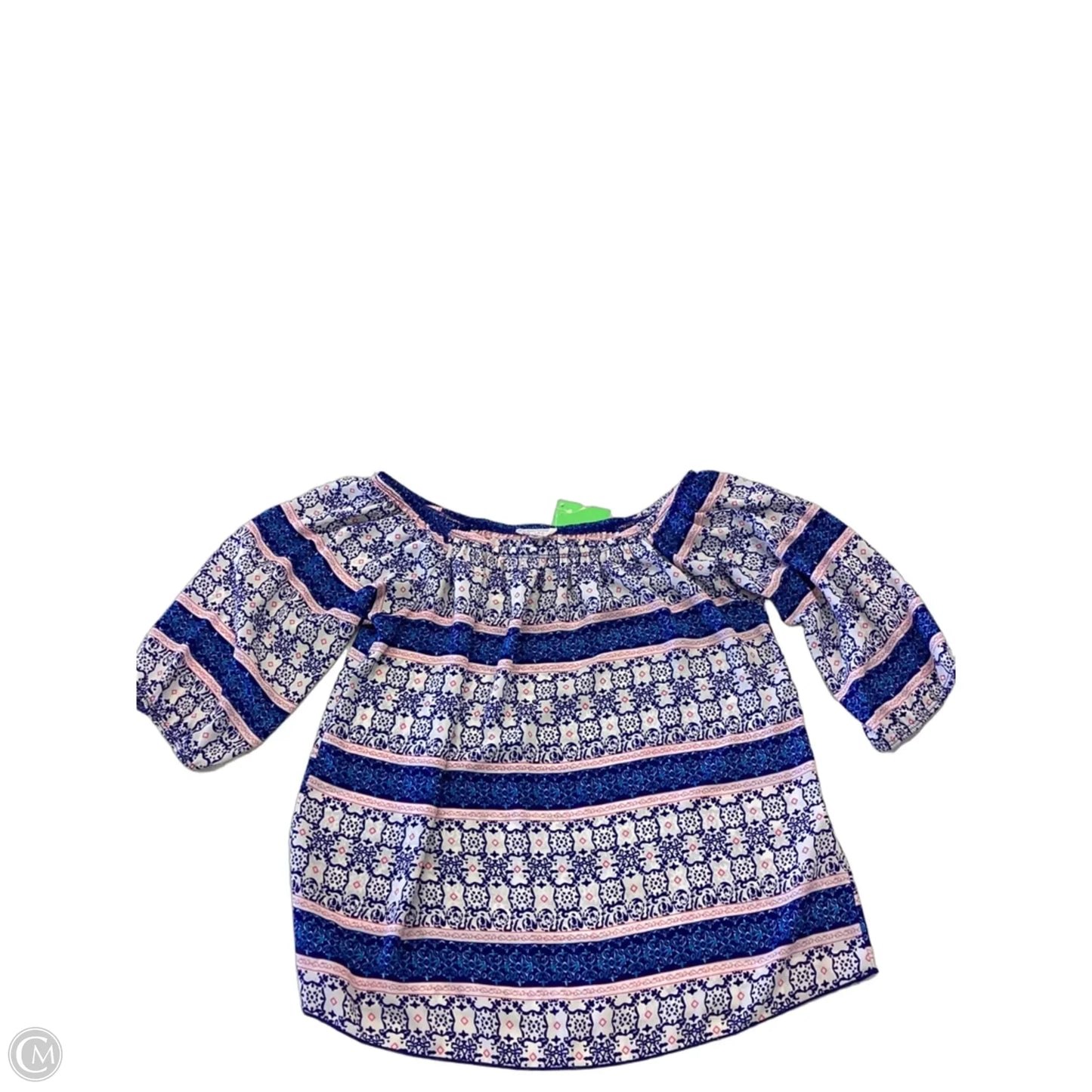 Top 3/4 Sleeve By Agaci In Blue, Size: L