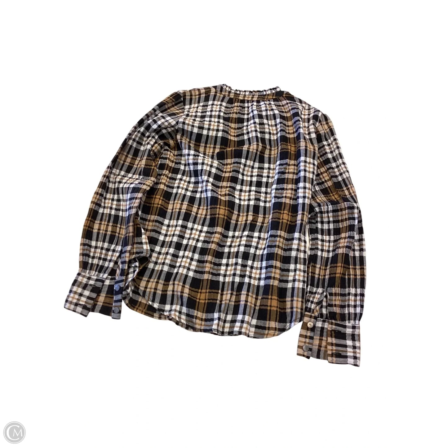 Top Long Sleeve By Loft In Checkered Pattern, Size: Xs