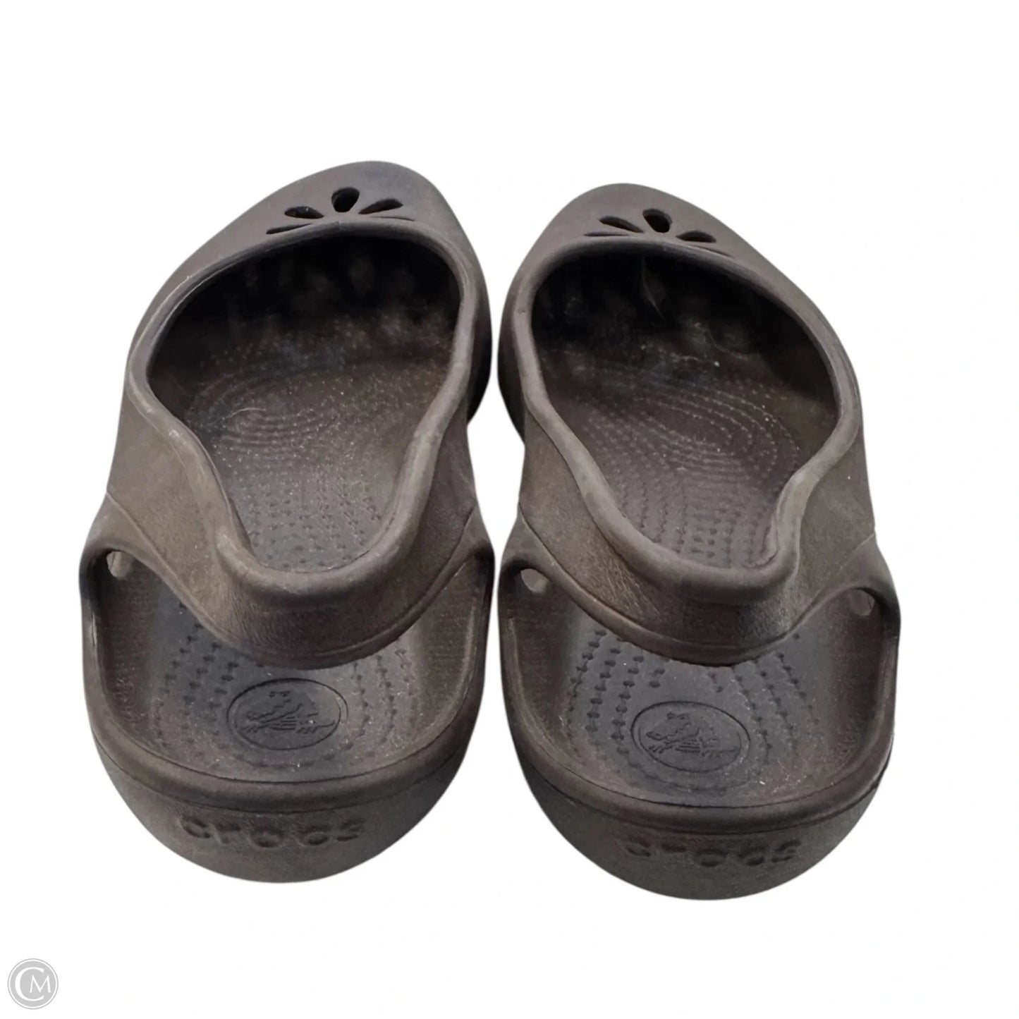 Shoes Flats By Crocs In Brown, Size: 10