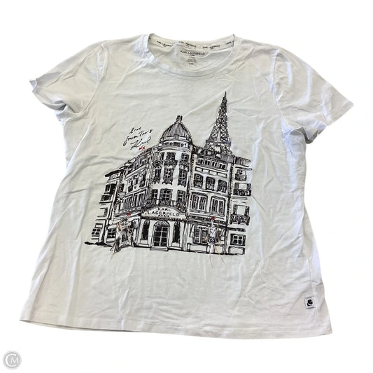 Top Short Sleeve Designer By Karl Lagerfeld In White, Size: L