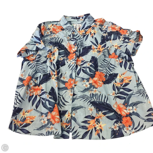 Top Short Sleeve By D&co. In Floral Print, Size: 3x