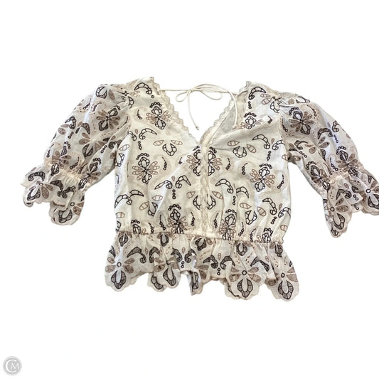 Blouse 3/4 Sleeve By Anthropologie In Floral Print, Size: Xxs