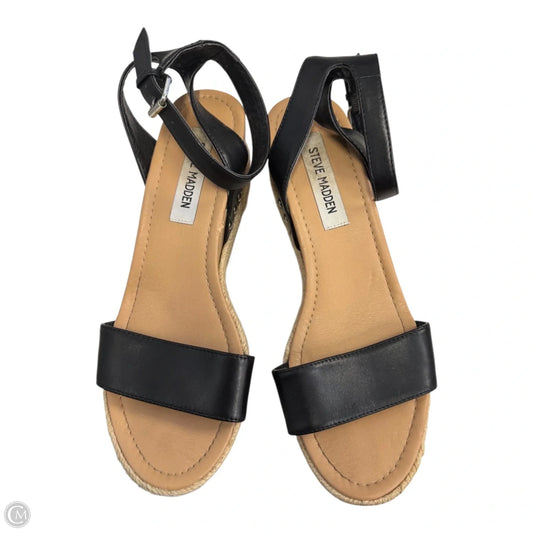 Sandals Heels Wedge By Steve Madden In Black, Size: 8