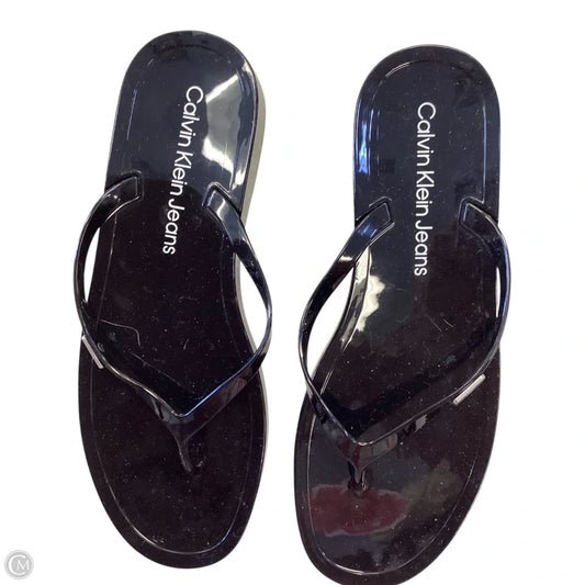 Sandals Flip Flops By Calvin Klein In Black, Size: 8.5