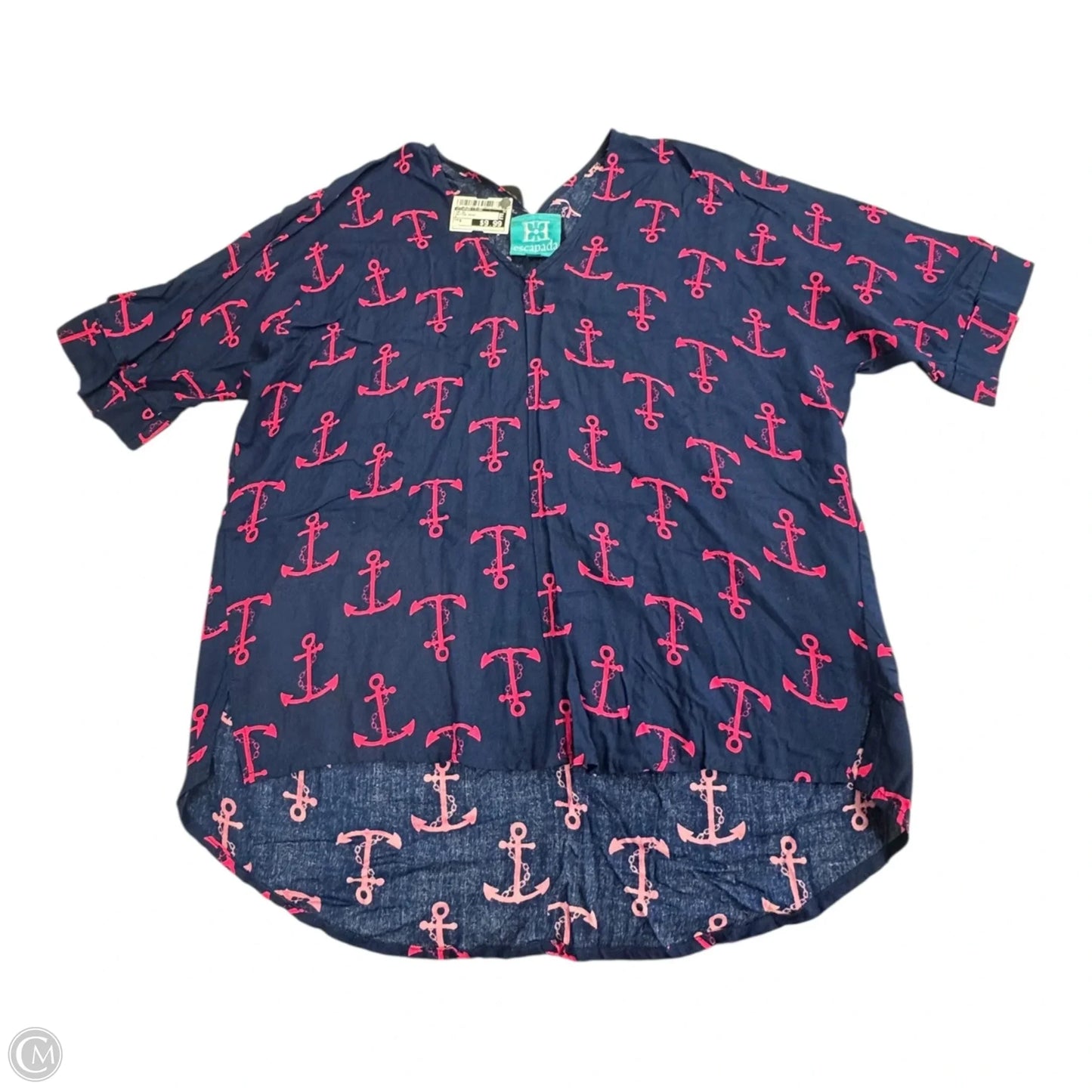 Top Short Sleeve By Escapada Living In Nautical Print, Size: S