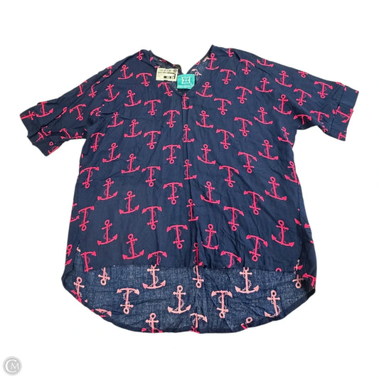 Top Short Sleeve By Escapada Living In Nautical Print, Size: S