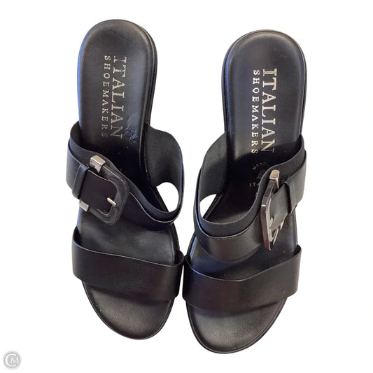 Sandals Heels Wedge By Italian Shoemakers In Black, Size: 5.5