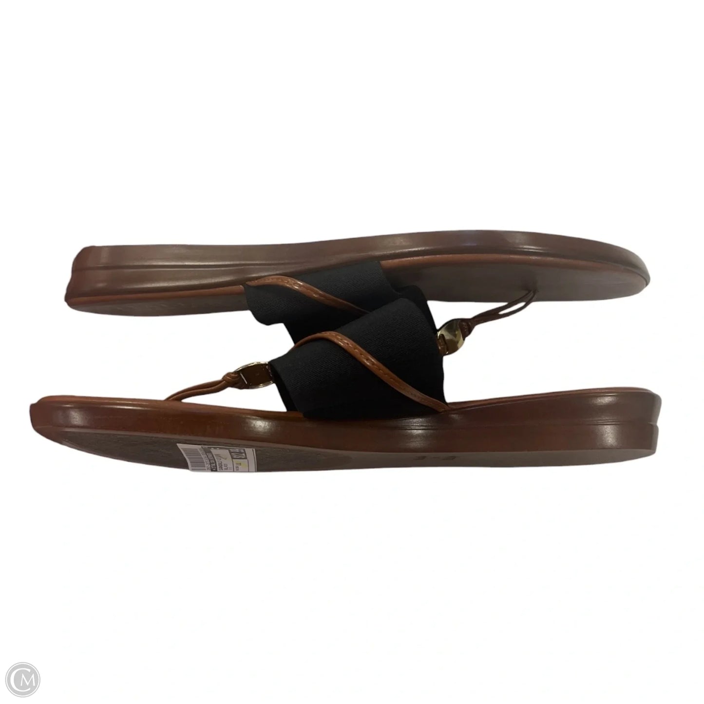 Sandals Flip Flops By Italian Shoemakers In Black, Size: 11
