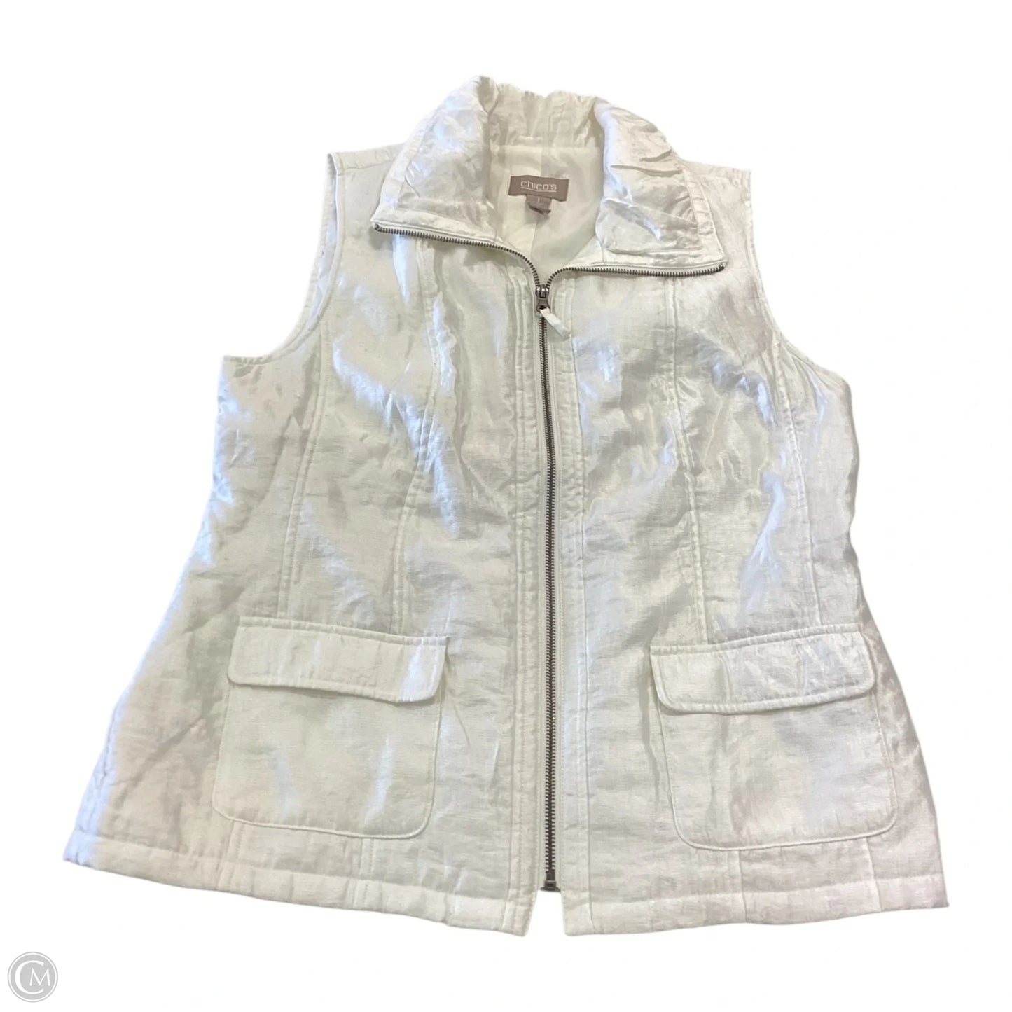 Vest Puffer & Quilted By Chicos In White, Size: M
