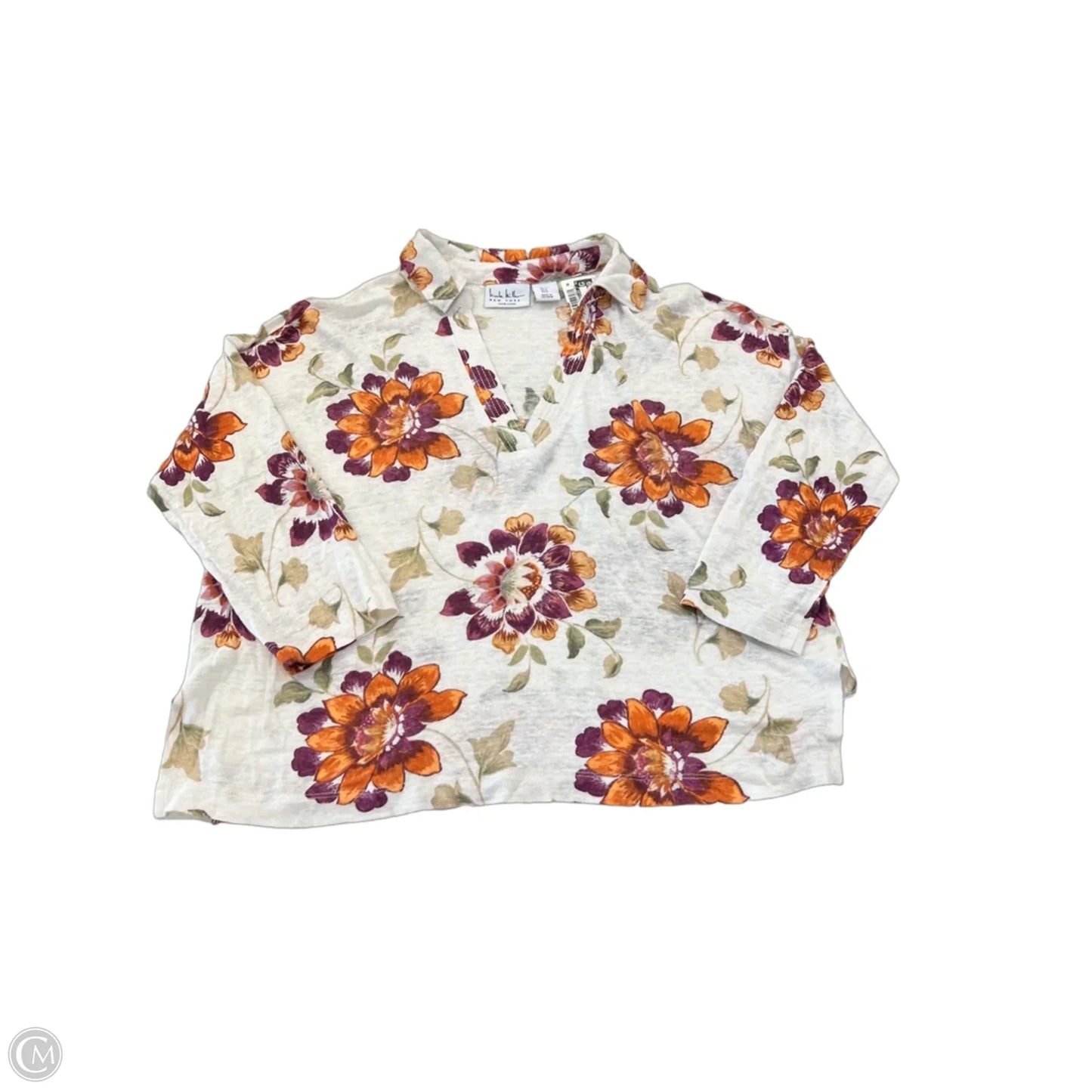 Top 3/4 Sleeve By Nicole By Nicole Miller In Floral Print, Size: S