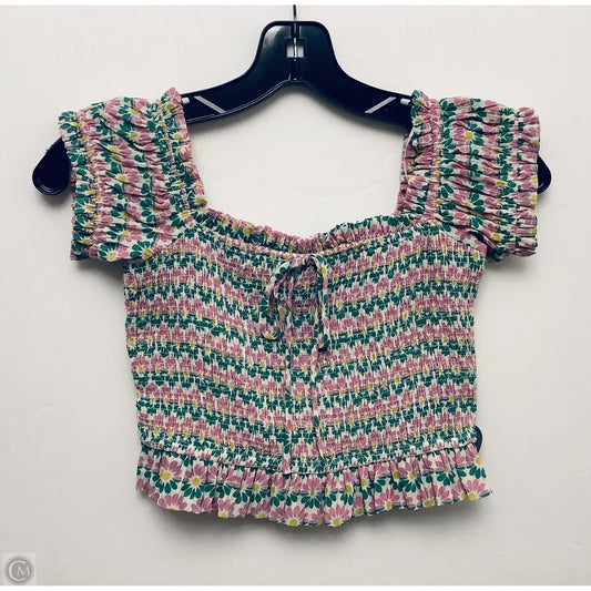 Top Short Sleeve By Zara In Floral Print, Size: Xs