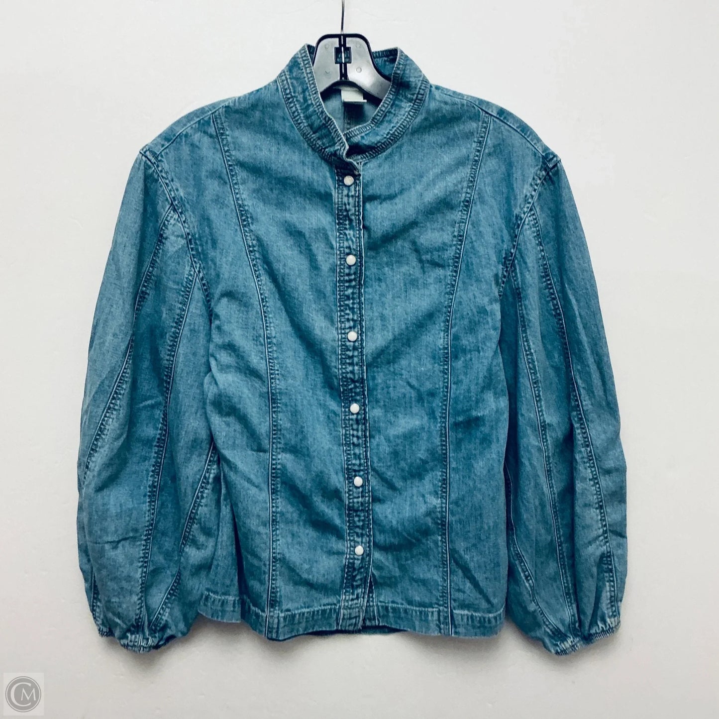 Top Long Sleeve By H&m In Blue Denim, Size: Xs