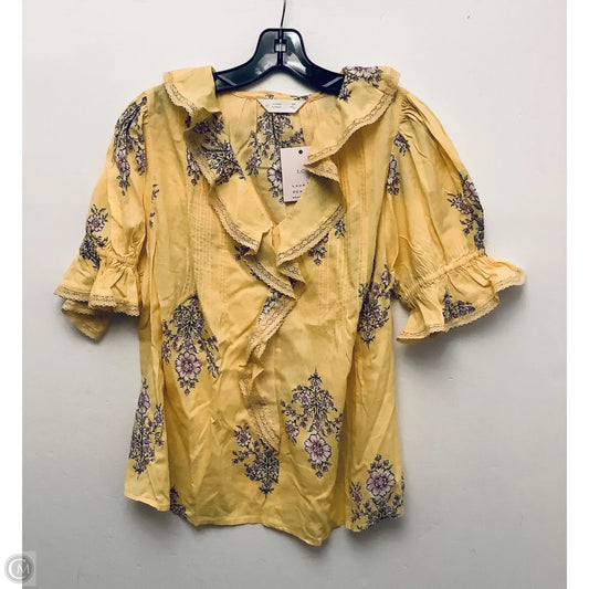 Top Short Sleeve By Lc Lauren Conrad In Yellow, Size: 0x