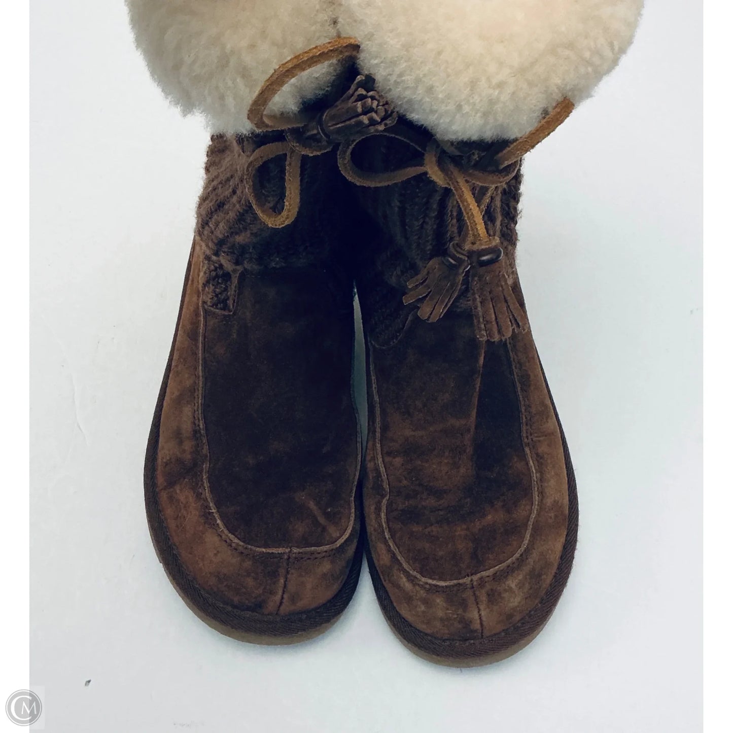 Boots Designer By Ugg In Brown, Size: 9