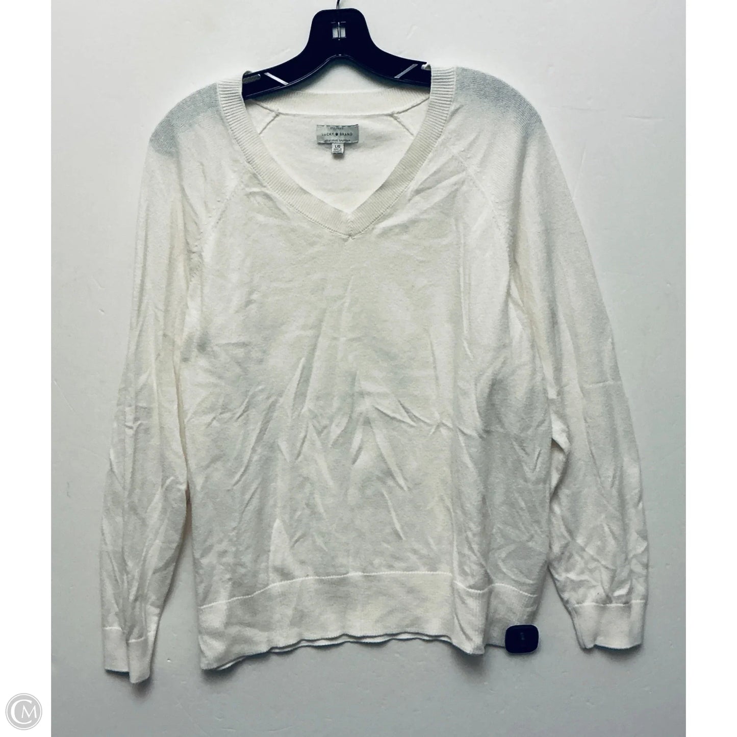 Top Long Sleeve Basic By Lucky Brand In White, Size: L