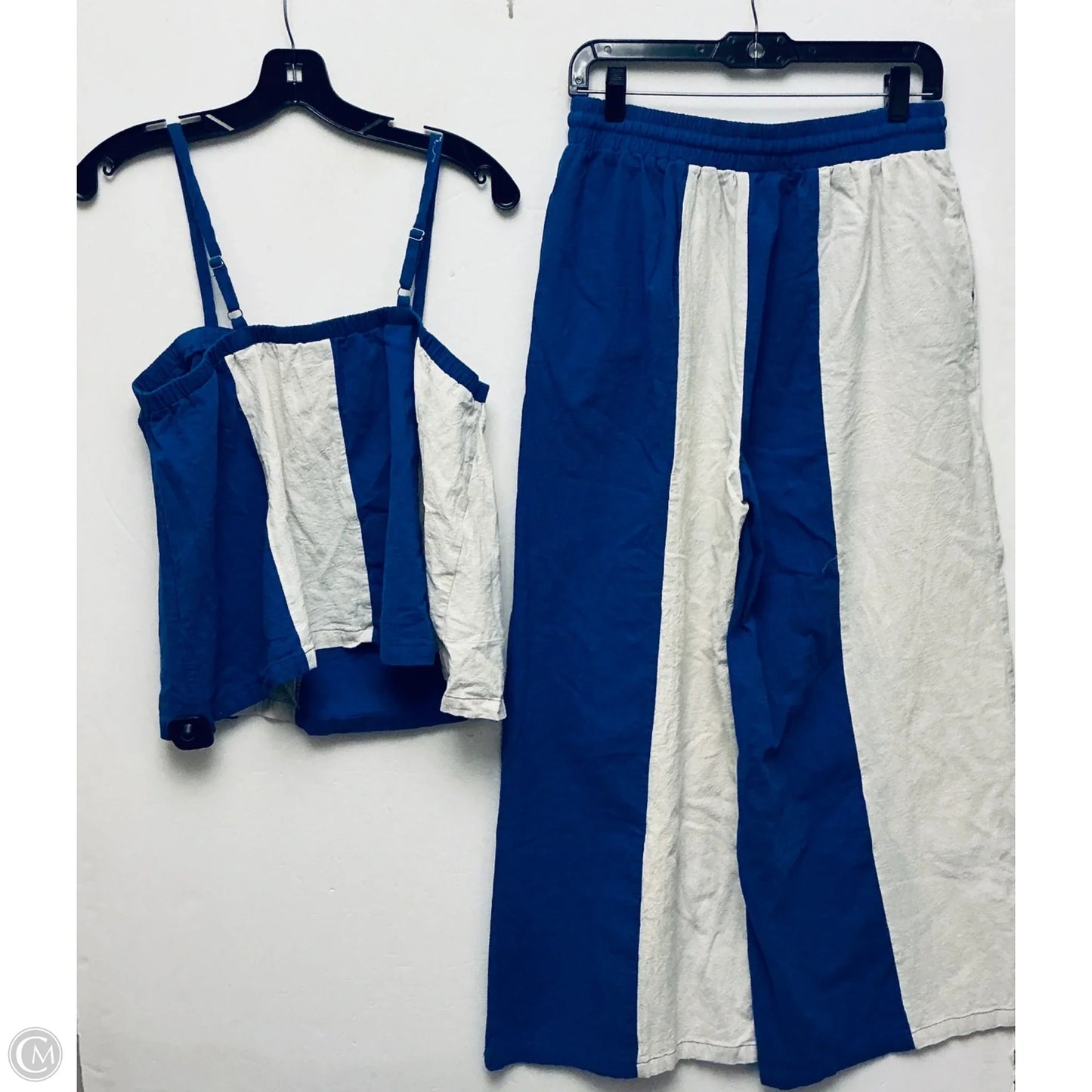 Pants Set 2pc By Anniewear In Blue & Cream, Size: L