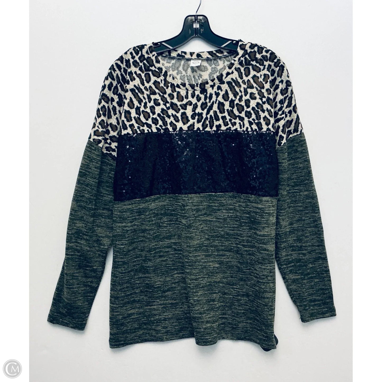 Top Long Sleeve By Cme In Animal Print, Size: L