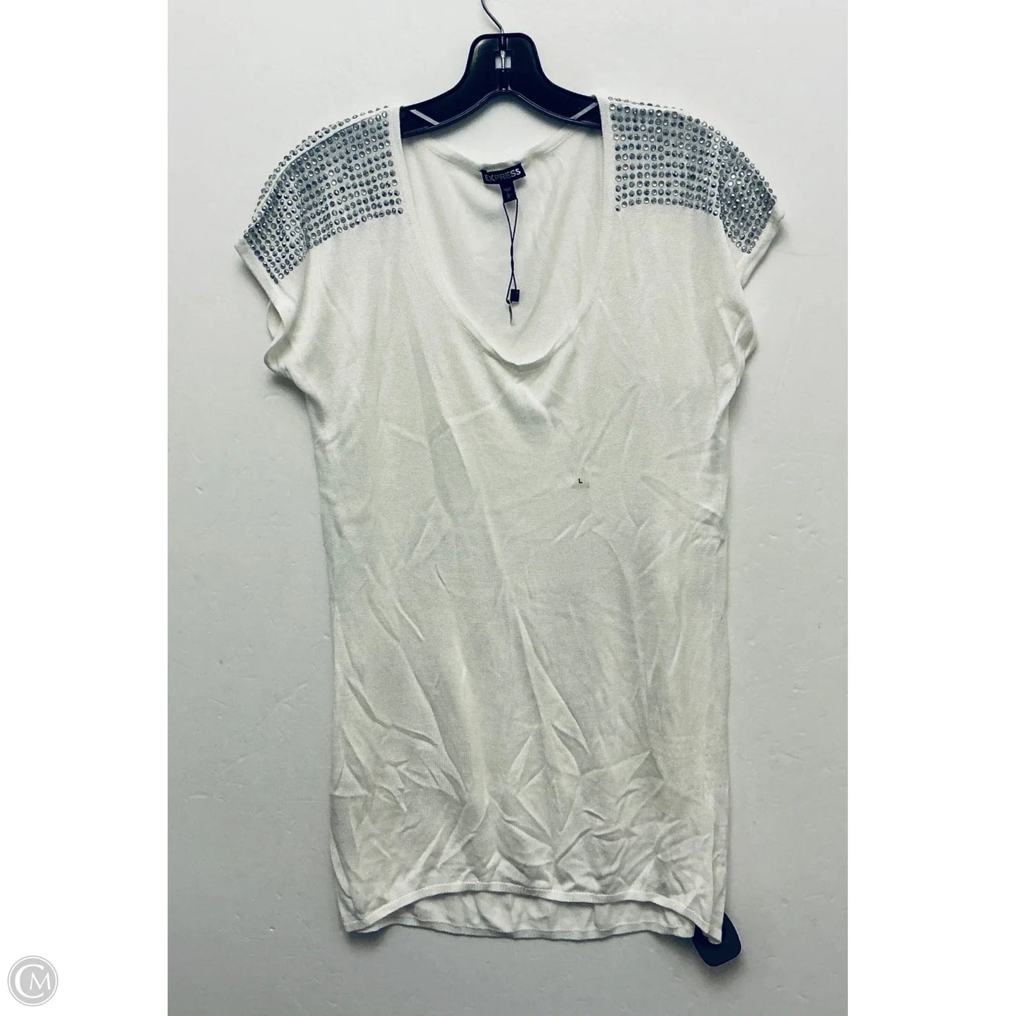 Top Short Sleeve By Express In White, Size: L