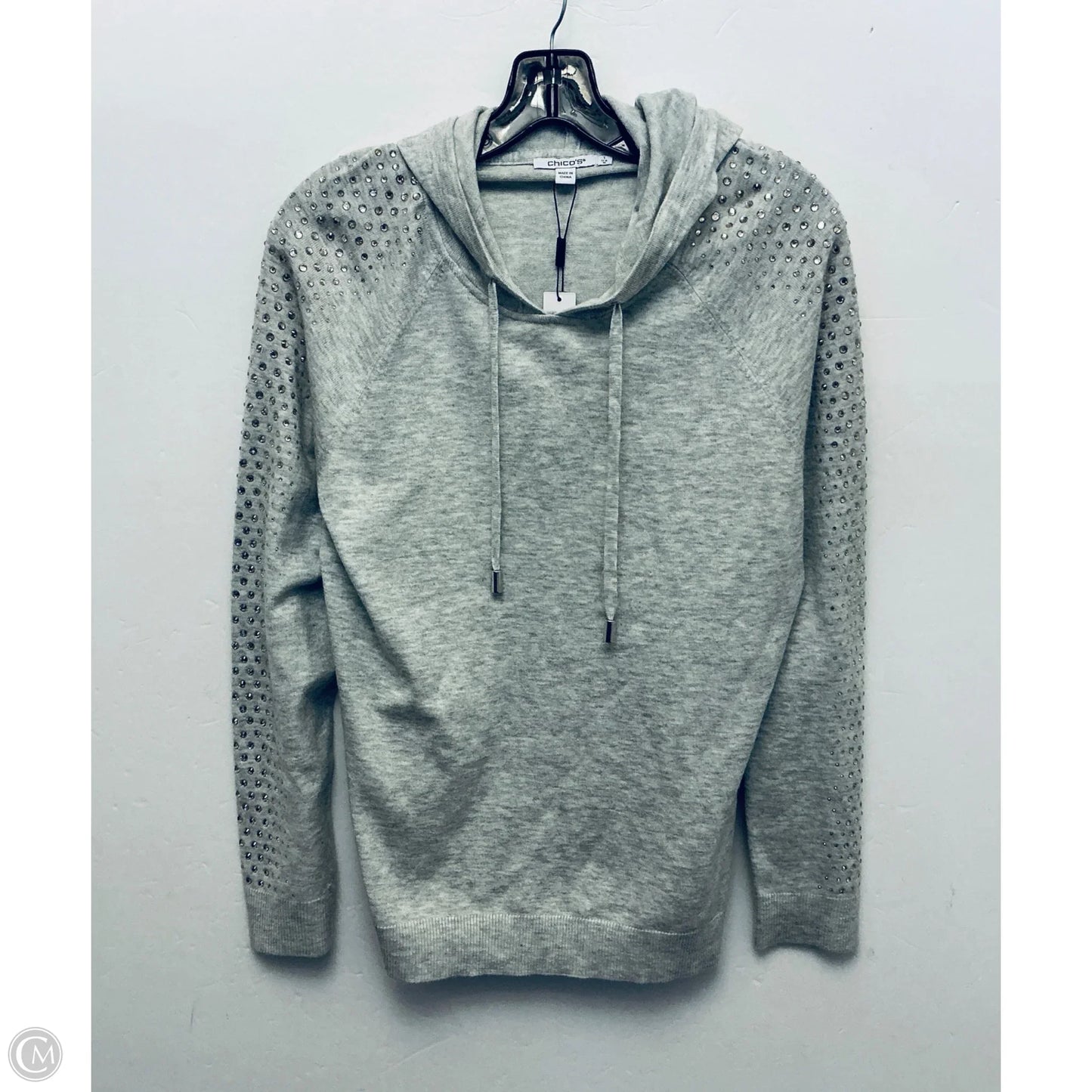 Sweatshirt Hoodie By Chicos In Grey, Size: M