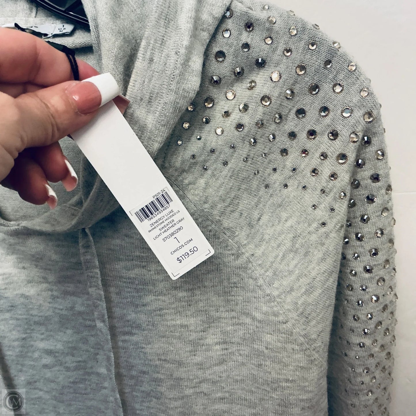 Sweatshirt Hoodie By Chicos In Grey, Size: M