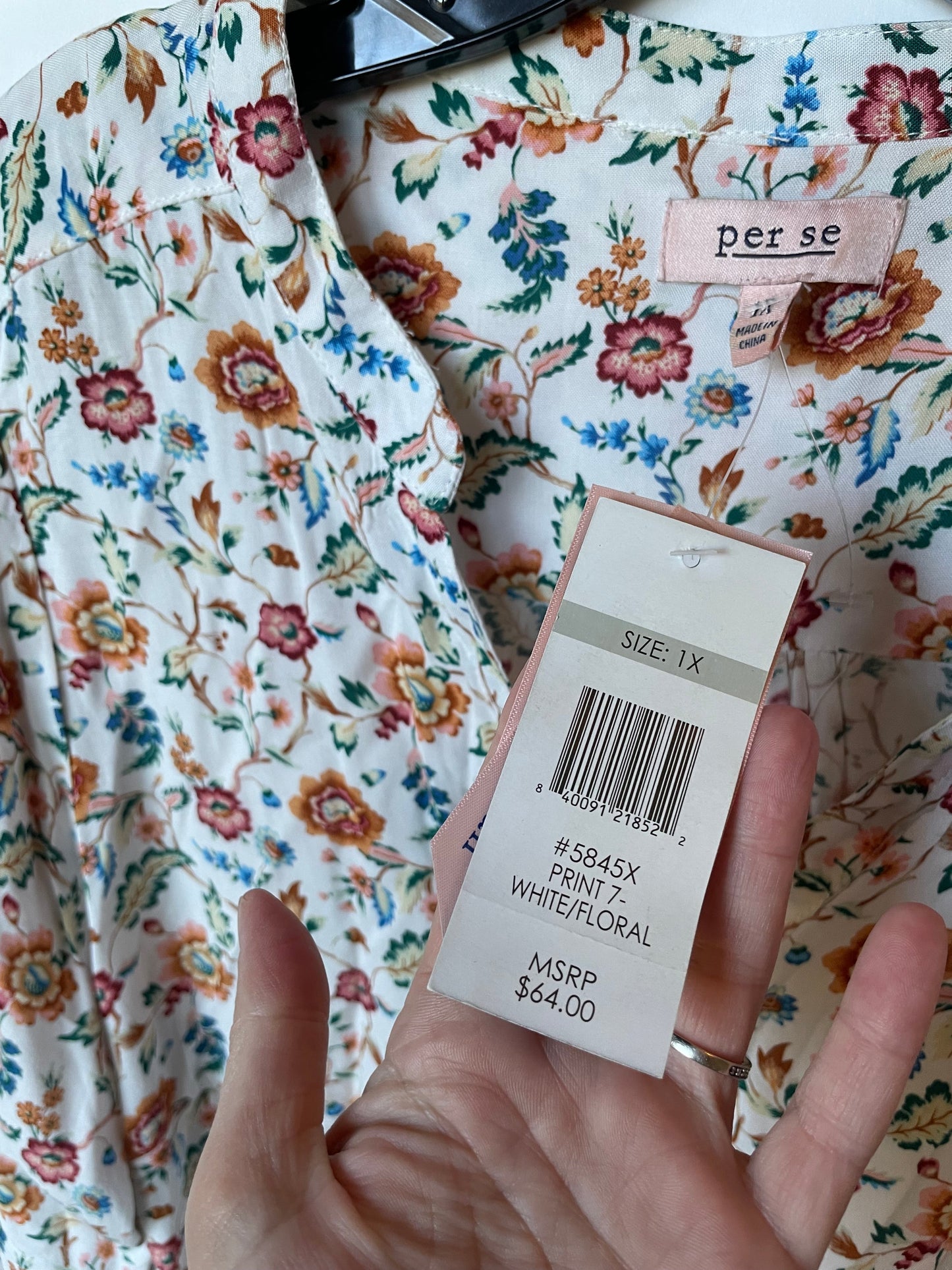 Top Long Sleeve By Per Se In Floral Print, Size: 1x