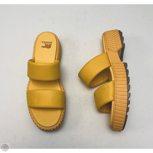Sandals Heels Wedge By Sorel In Yellow, Size: 9.5