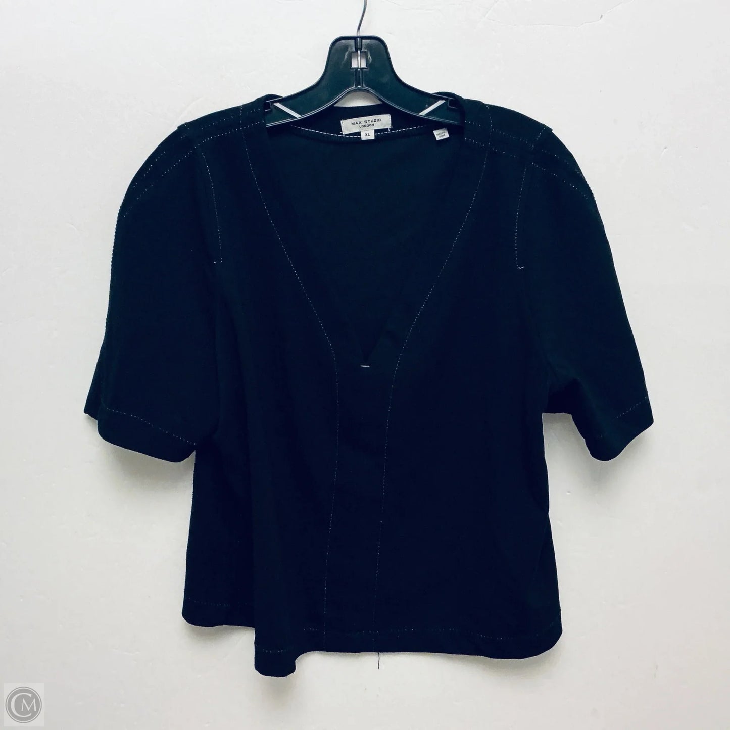 Top Short Sleeve Basic By Max Studio In Black, Size: Xl