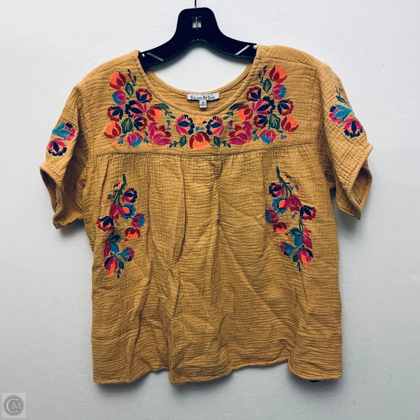 Top Short Sleeve Basic By See And Be Seen In Yellow, Size: M