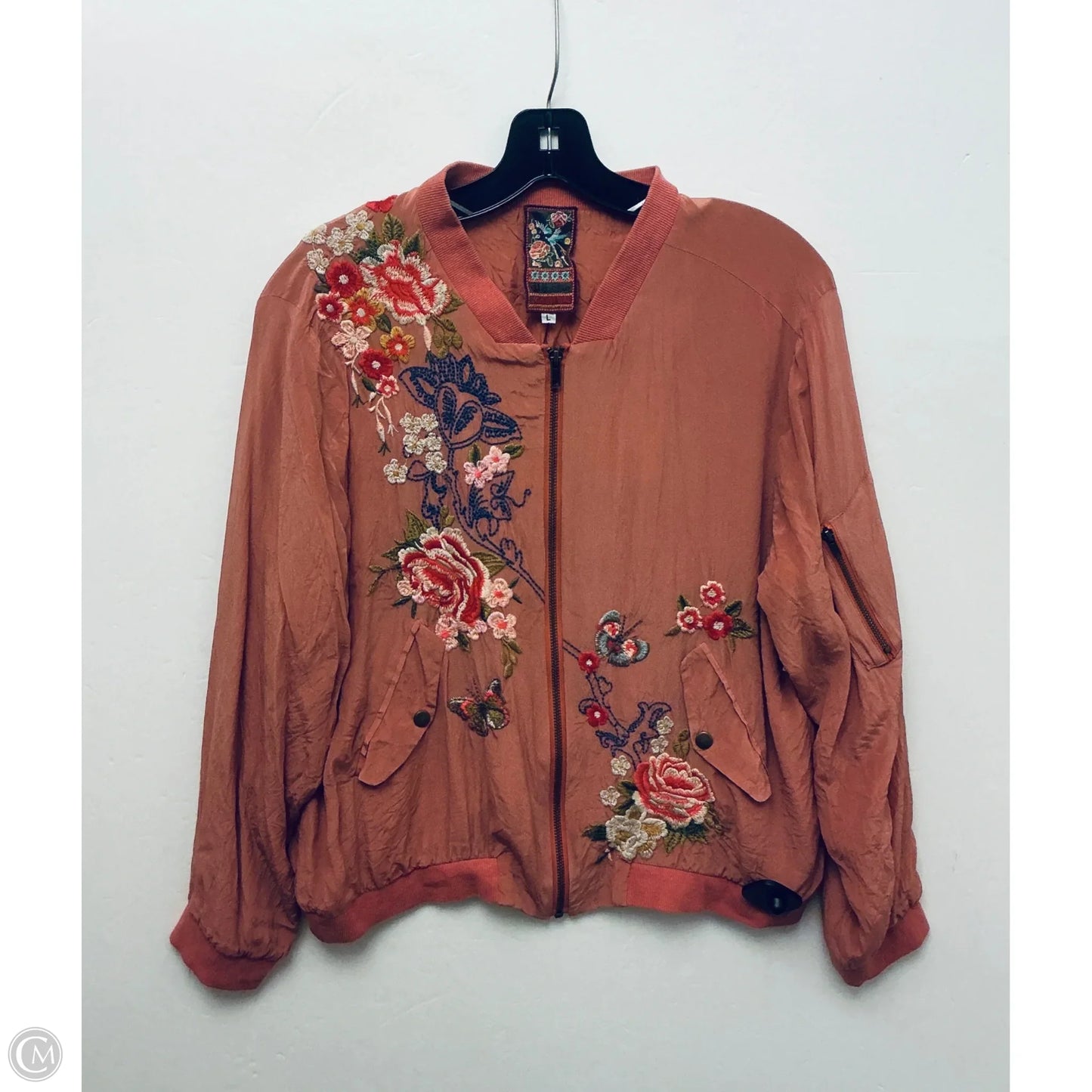 Jacket Designer By Johnny Was In Pink, Size: L