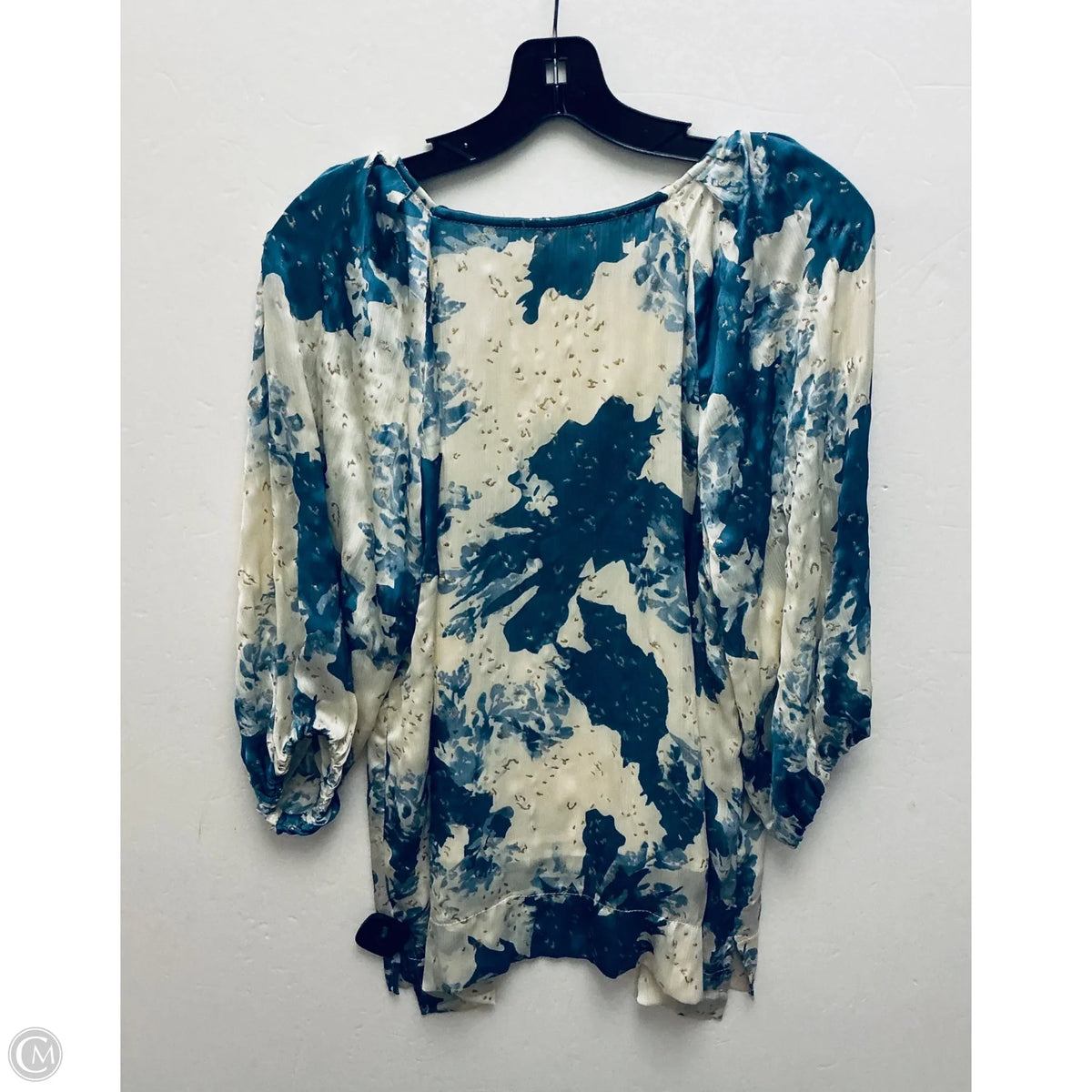 Top Long Sleeve Basic By Umgee In Blue & Cream, Size: S