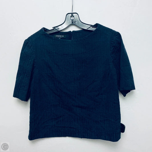 Top Short Sleeve Designer By Lafayette 148 In Navy, Size: 4