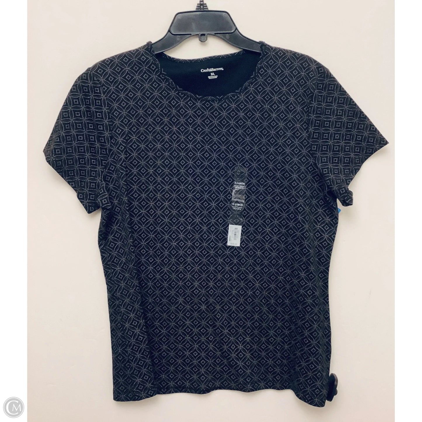 Top Short Sleeve By Croft And Barrow In Black, Size: Xl
