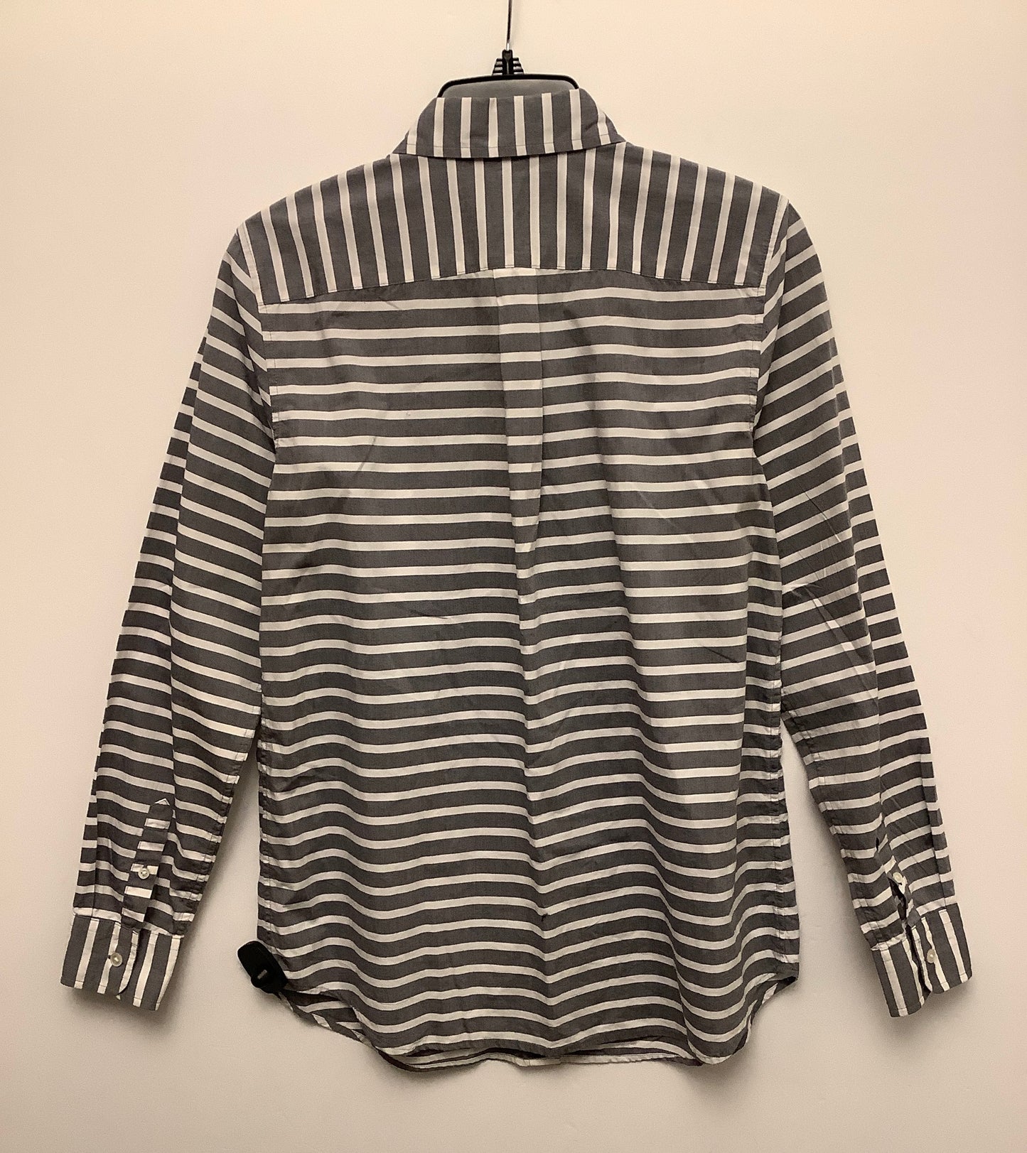 Top Long Sleeve By Banana Republic In Grey & White, Size: M