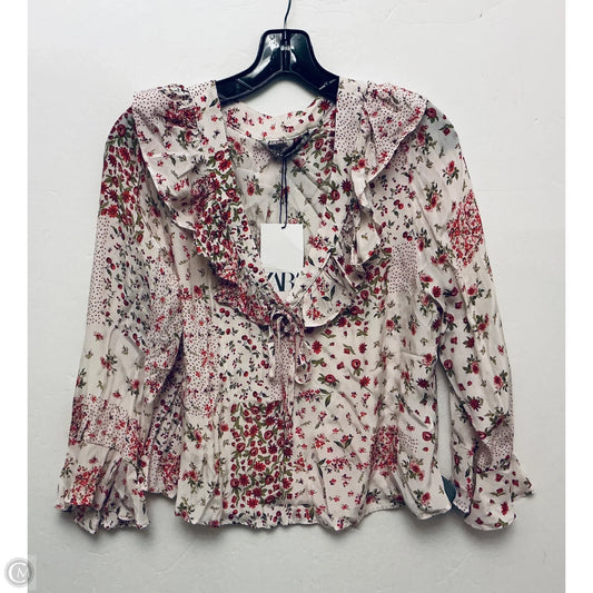 Top Long Sleeve By Zara In Red, Size: L